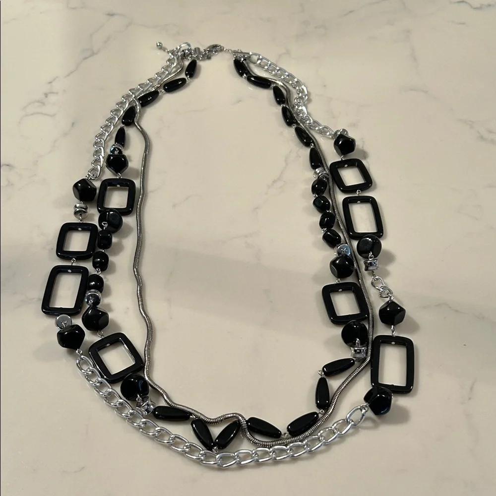 Chico's Black and Silver Multi-Strand Necklace
